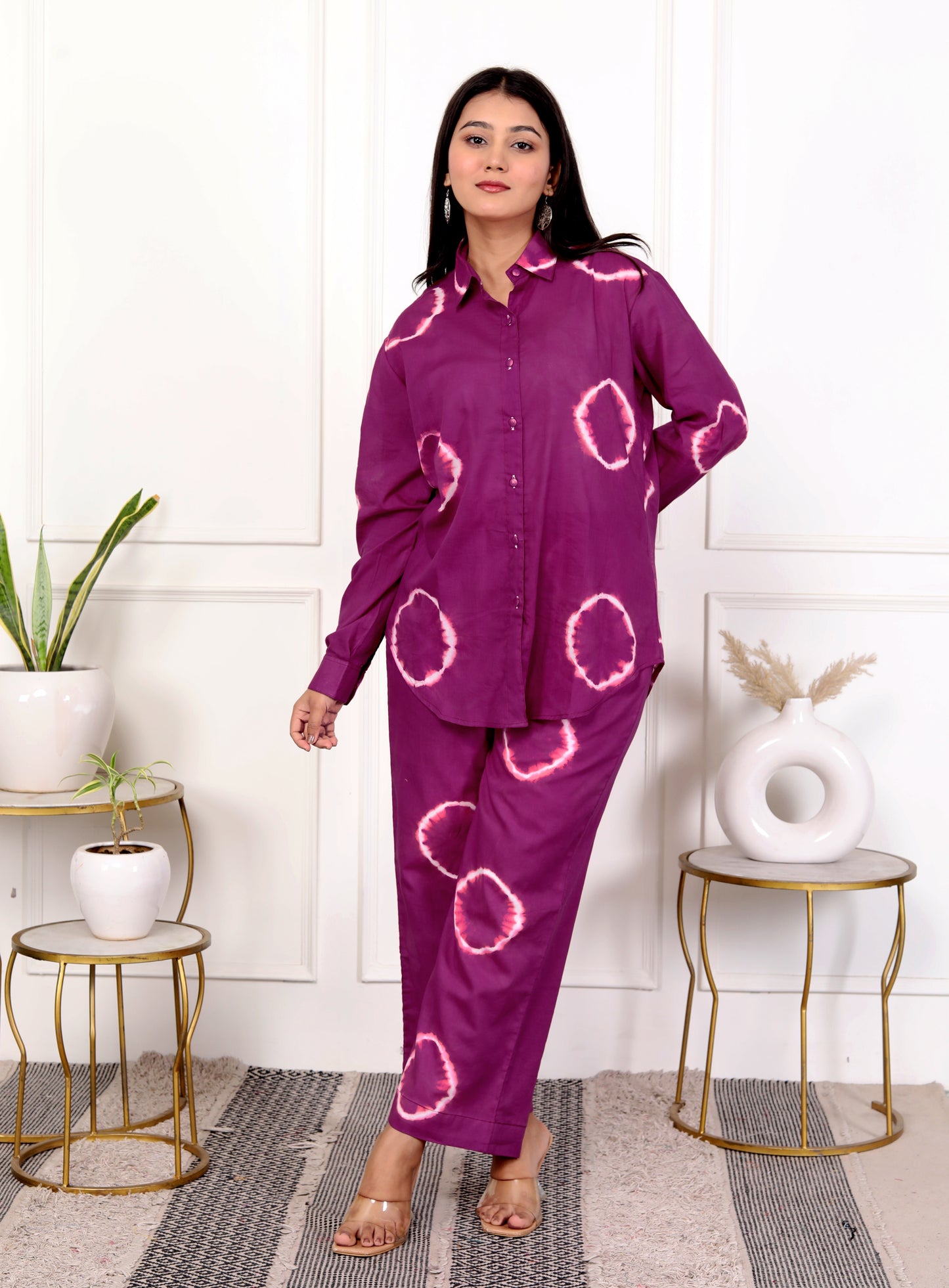 Plum Purple Tie-Dye Cotton Outfit – Stylish Co-ord Set