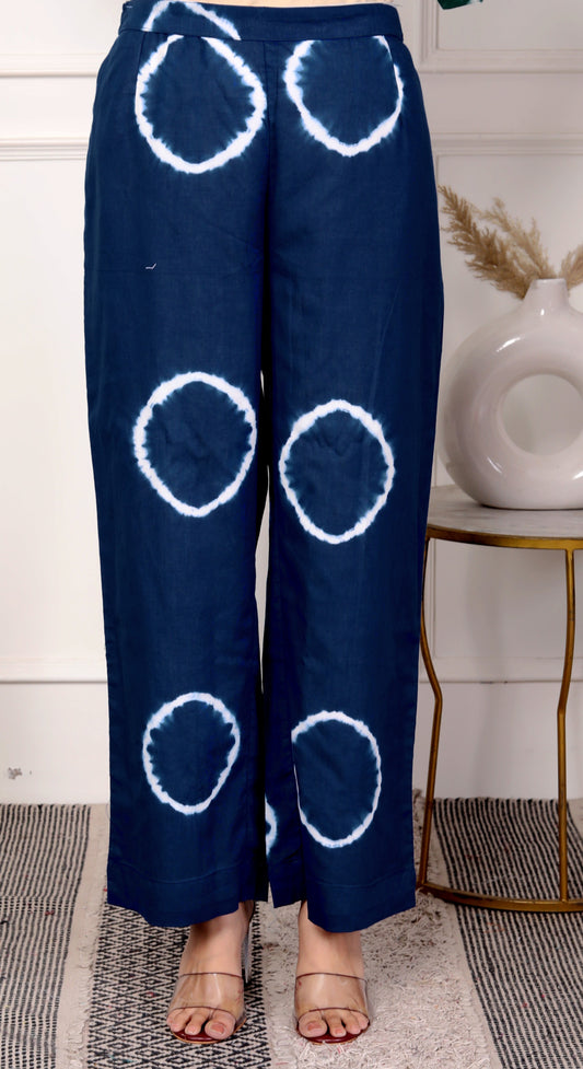 Navy Blue Tie-Dye Pattern Pants