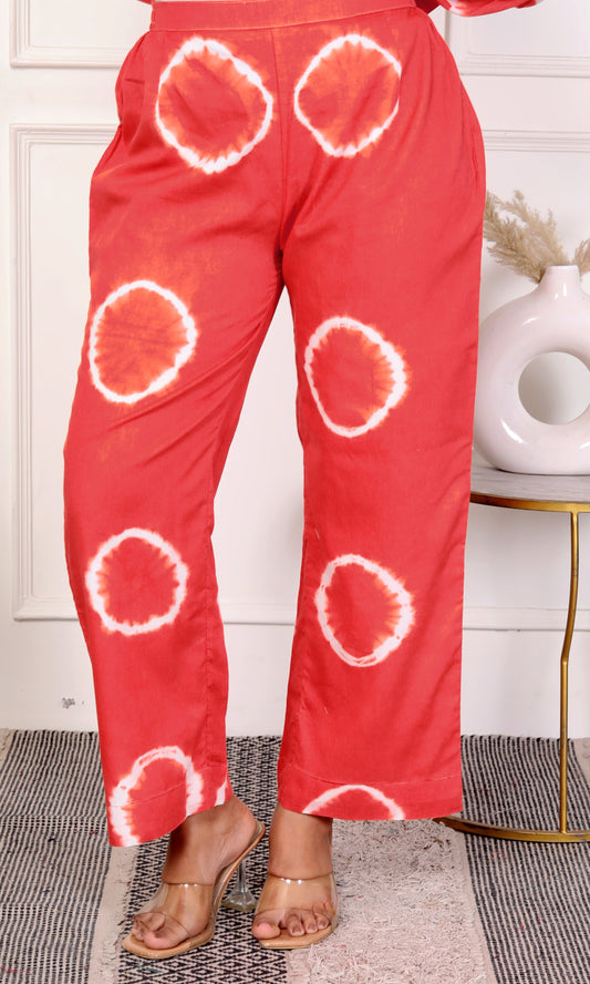 Red Tie-Dye Pattern Pants