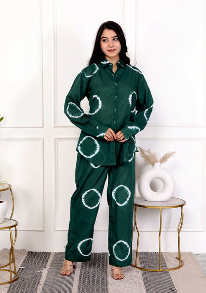 Green Tie-Dye Cotton Co-Ord Set