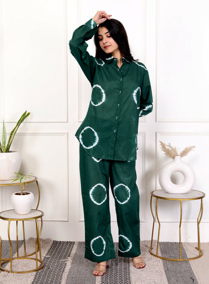 Green Tie-Dye Cotton Co-Ord Set