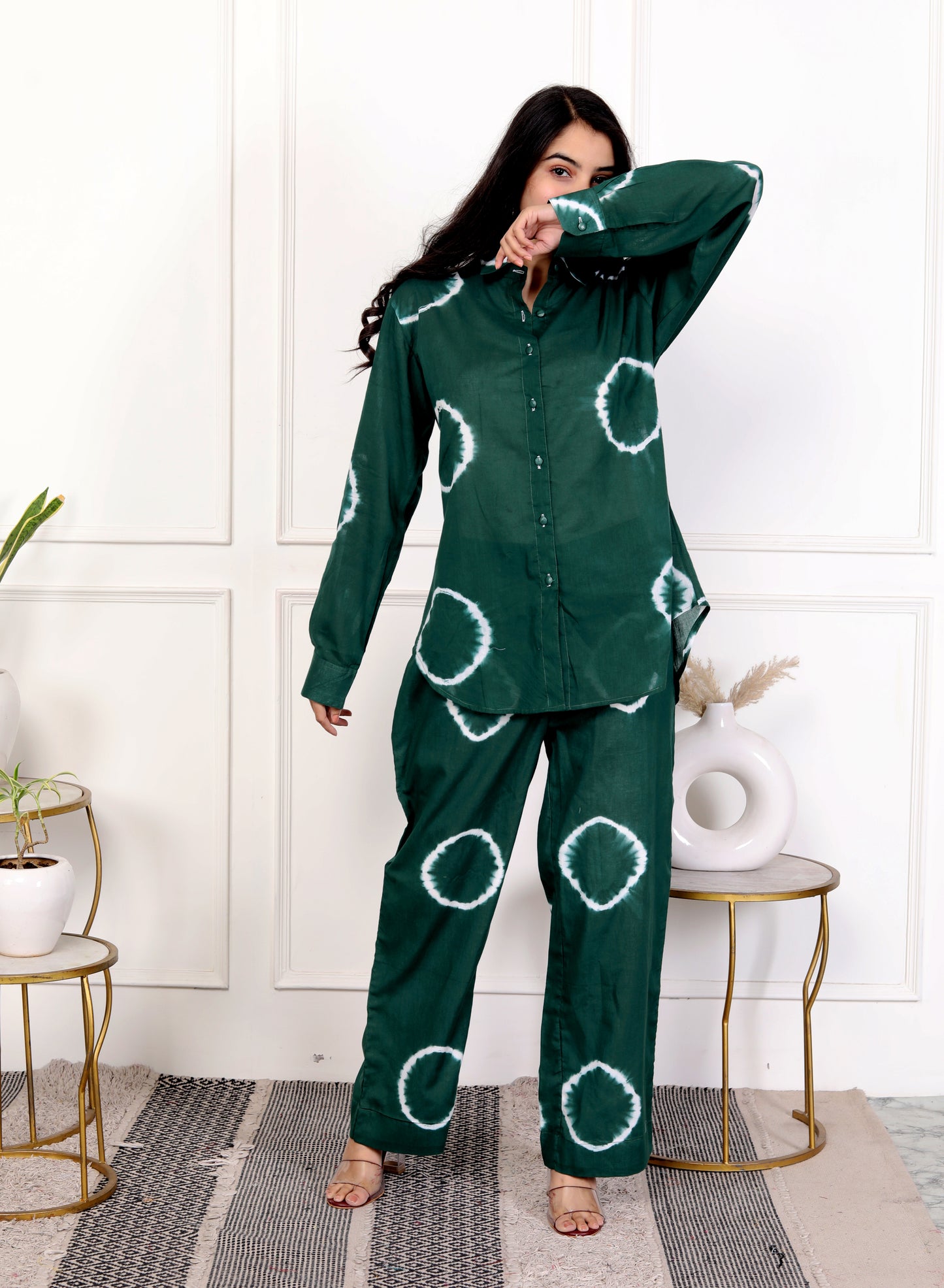 Green Tie-Dye Cotton Co-Ord Set