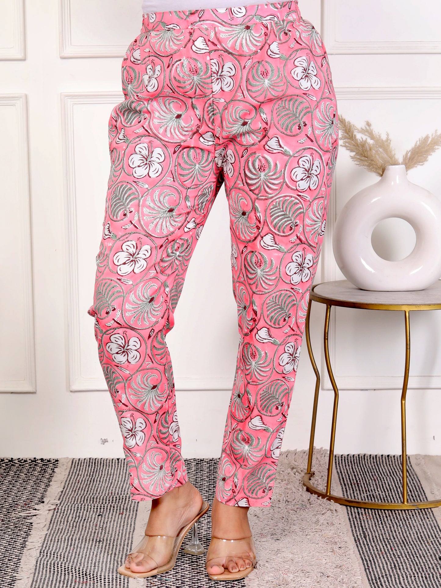 Pink Block Print Floral Cotton Co-Ord Set