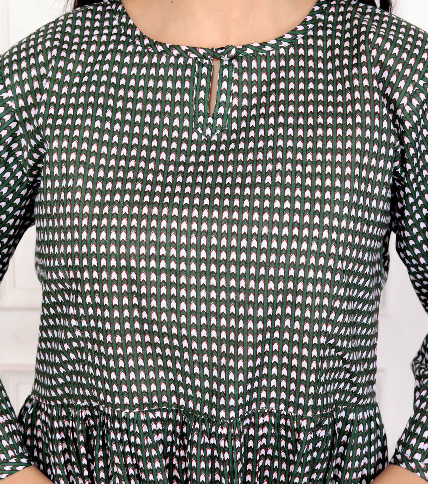 Green Checkered Round Neck Outfit Co-ord Set