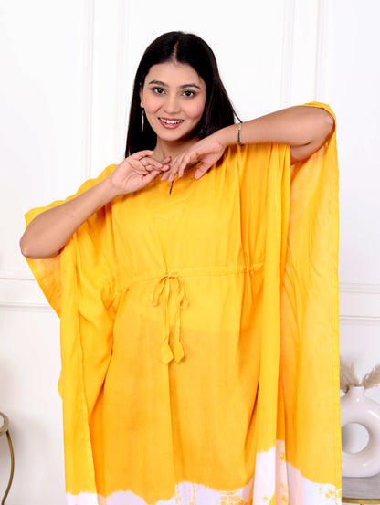 Yellow Tie-Dye Kaftan Dress